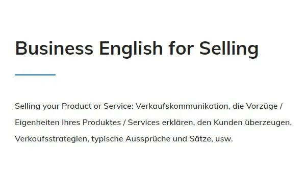 Business English Selling für  Niederstotzingen